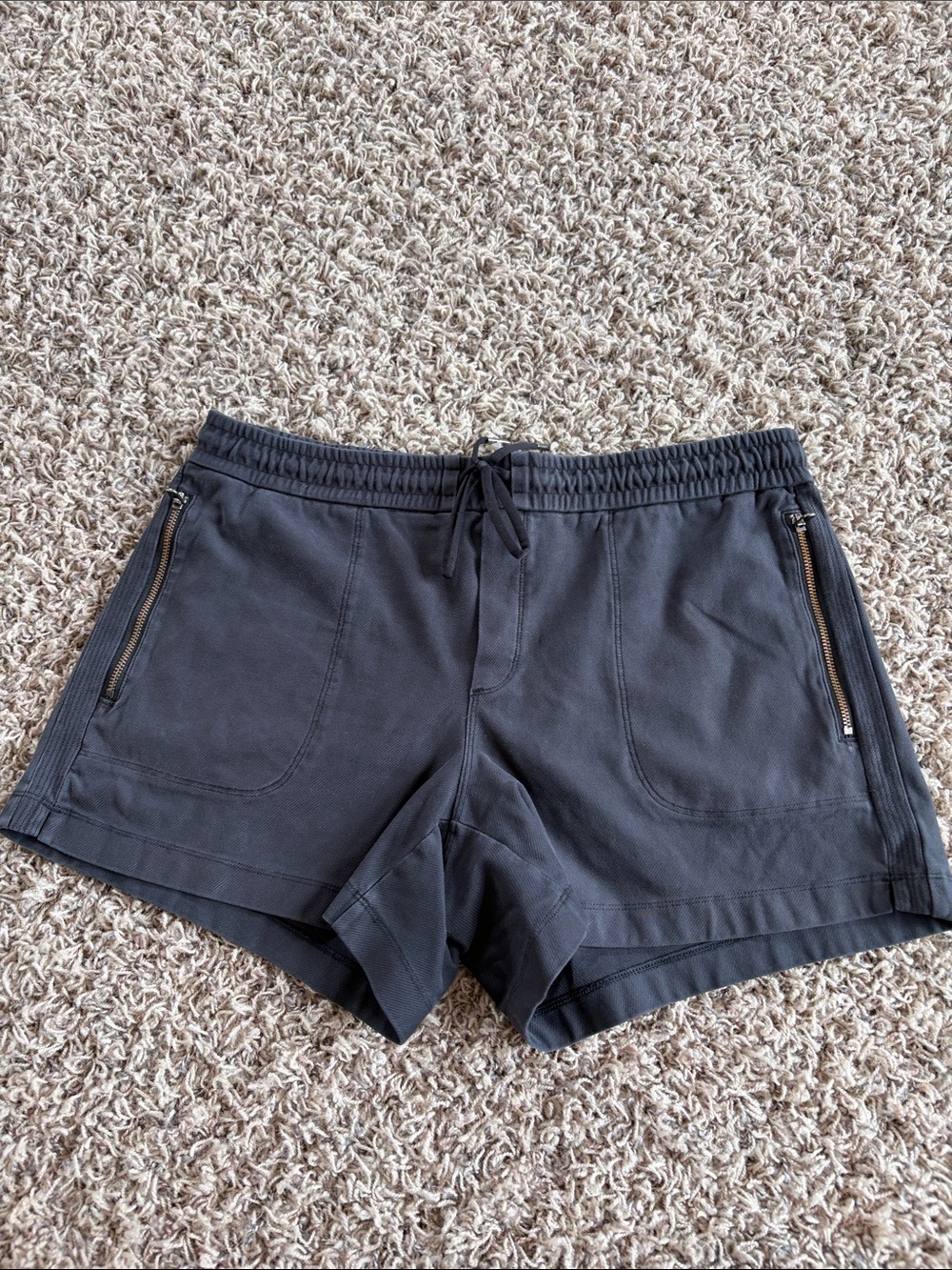 Athleta Black Women's Athletic Drawstring Shorts with Zip Pockets